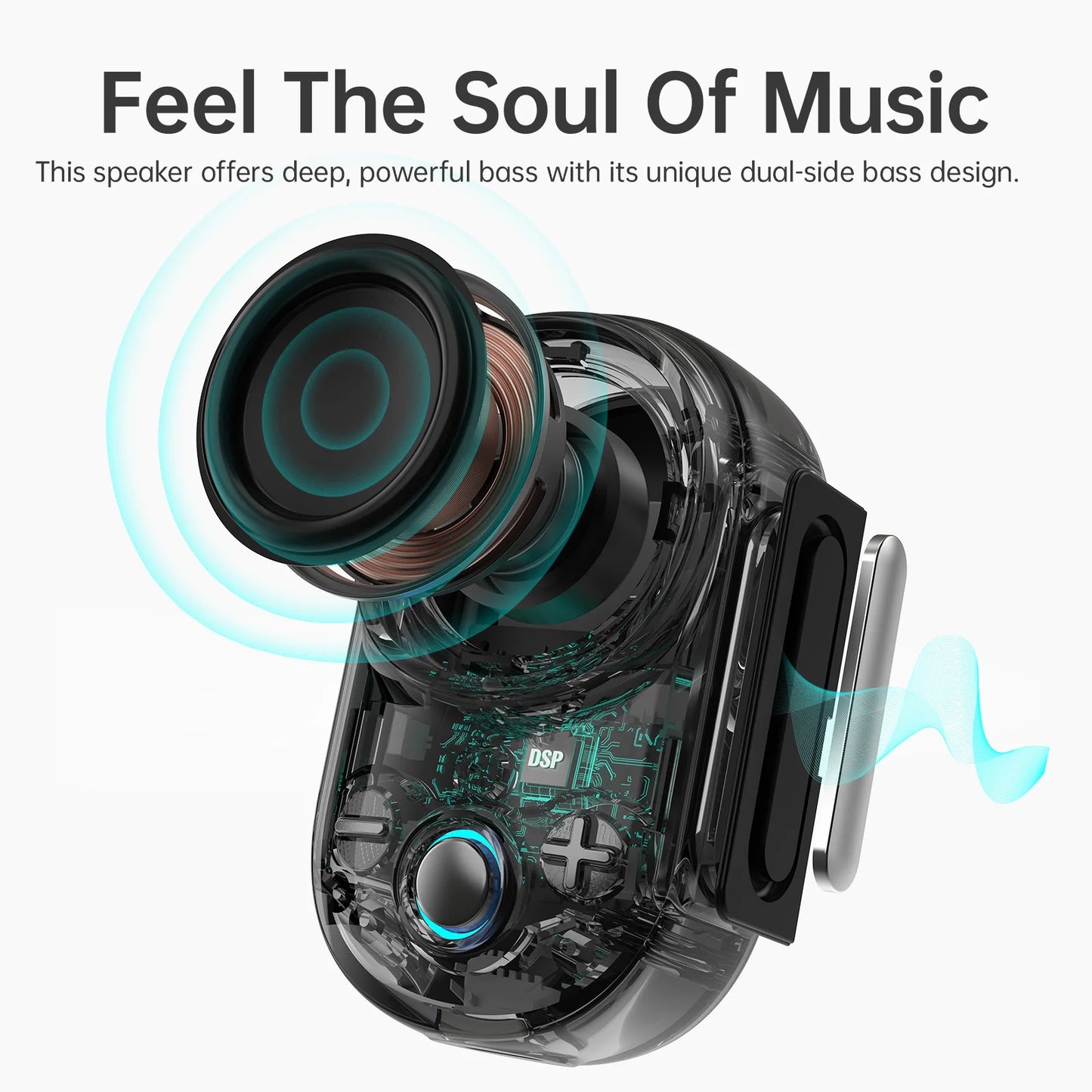 Divoom Itour-S Portable Bluetooth Speaker, IP67 Waterproof, Clip-on Design, Built-in Strap, 10H Playtime, Small Outdoor Speaker