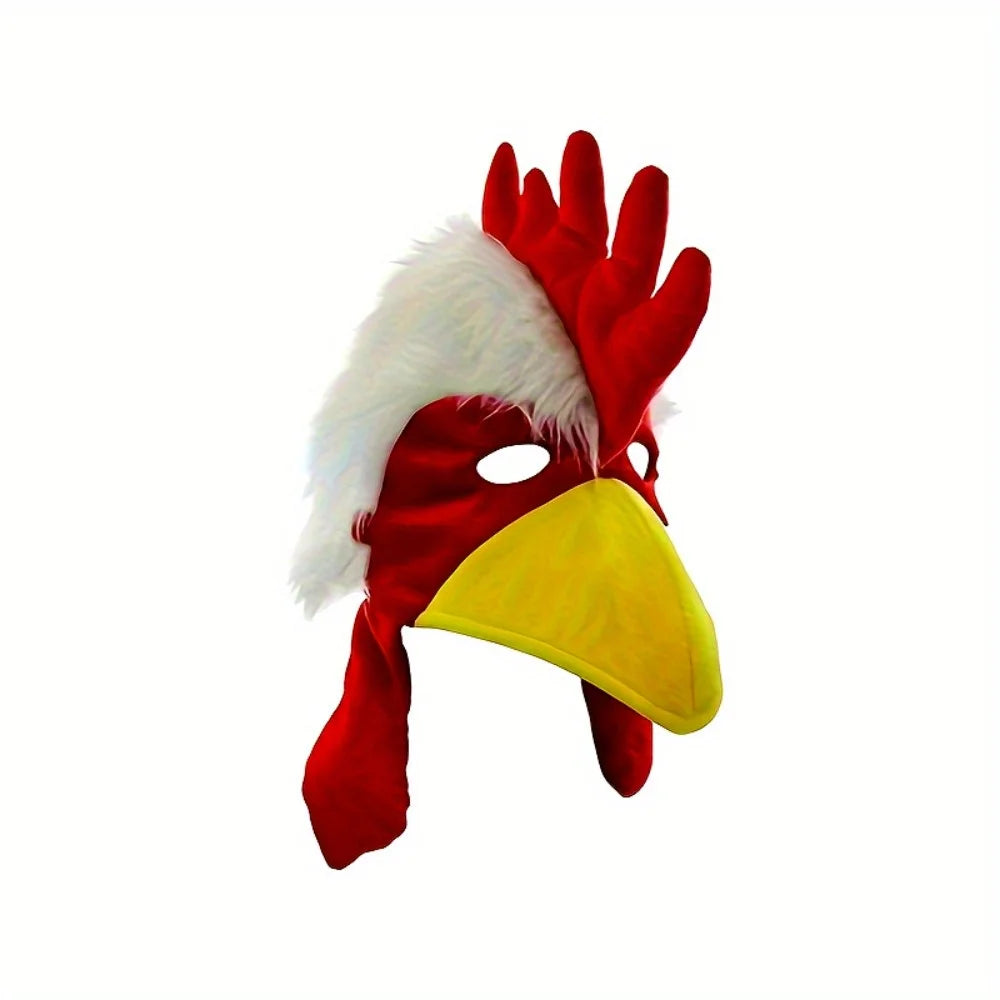 1 Fun Animal Rooster Headpiece‑Cute Chicken Hat Mask for Adults, Farm‑Themed Role‑Play, Humorous Poultry Costume Accessory for Parties and Halloween