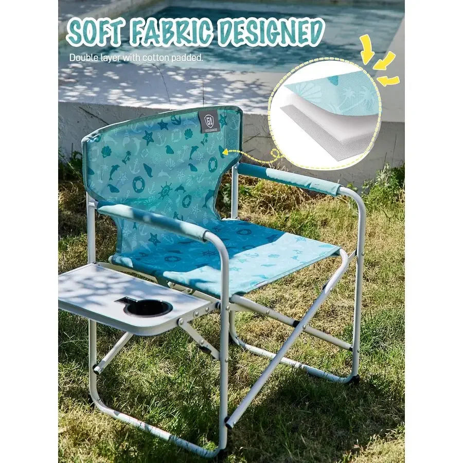 Kids Directors Chair with Side table for Camping, RV amp Sports, Padded Kid Outdoor Seat with Safety Lock, Lightweight Portable