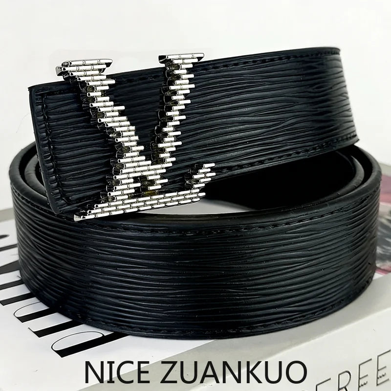 Men's Genuine Leather Belt, A New 26SS Summer Fashion Luxury Brand Belt, Featuring A French Wave Design. Perfectly Matches Men's Business Attire, Suitable for Both Casual and Fashionable Outfits. Unique in Concept, A Must-hav