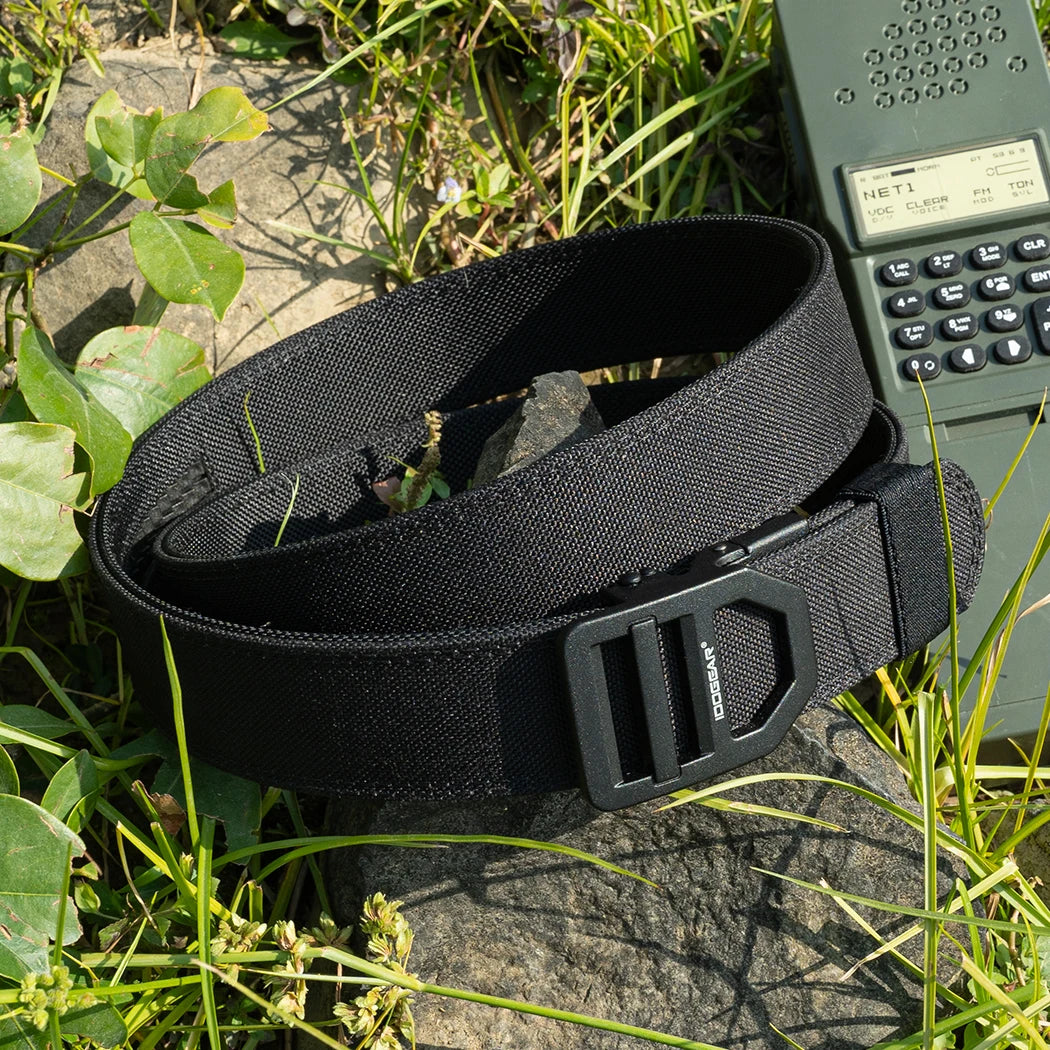 IDOGEAR Tactical 1.5" Belt Metal Buckle Adjustable IPSC USPSA IDPA Belt Rigid Heavy Duty Sturdy Ratchet Nylon Belt 3434