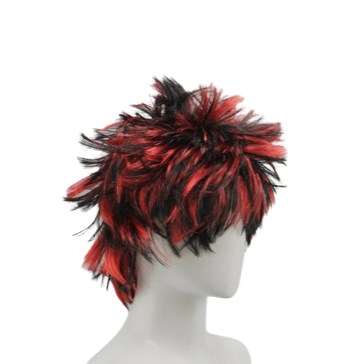 Black Red Spiky Wig Synthetic Short Messy Fluffy Layered Punk Rock Anime Costume Wig Halloween Cosplay Party Carnival 80s