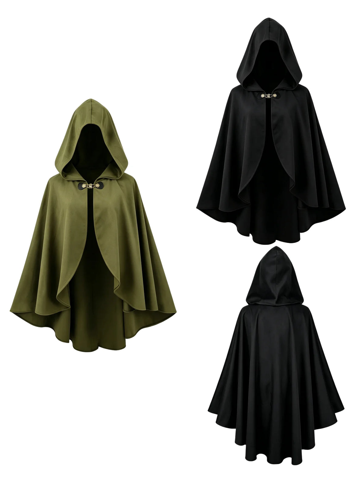 Halloween Costume Unisex Medieval Short Hooded Cape Renaissance Cloak Witch Wizard Cosplay Poncho Halloween LARP Fantasy Elf Ranger Costume Shawl