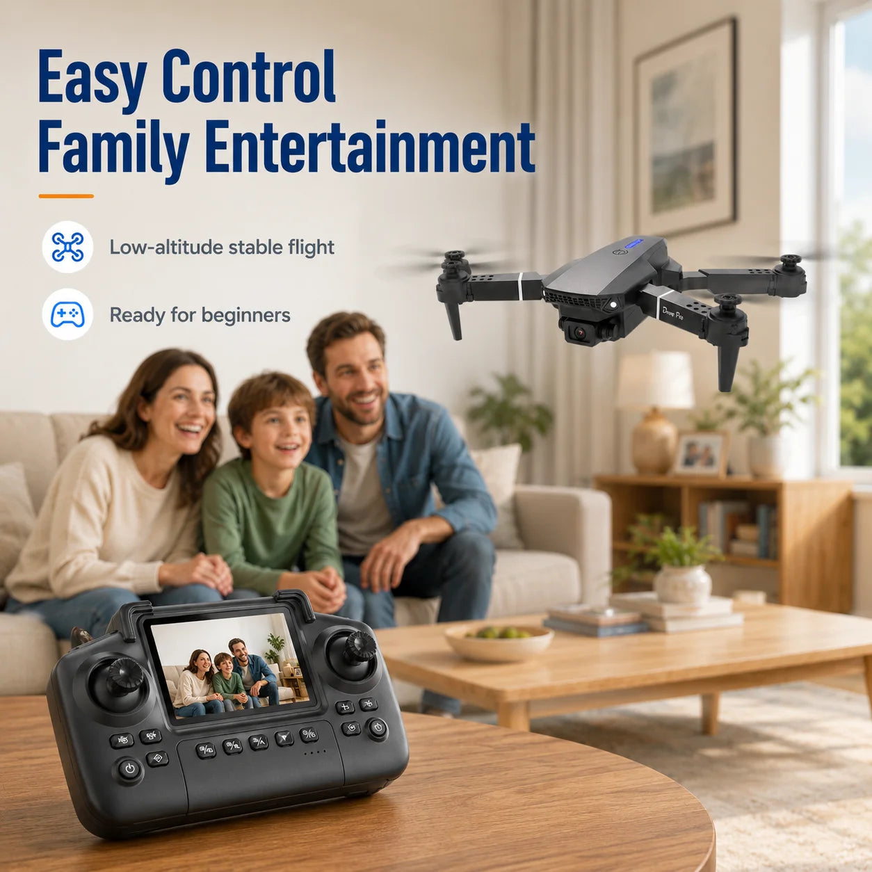 ZNLYRION Foldable FPV Drone with Screen Remote 480P Dual Camera Altitude Hold Headless Model LED Night Light