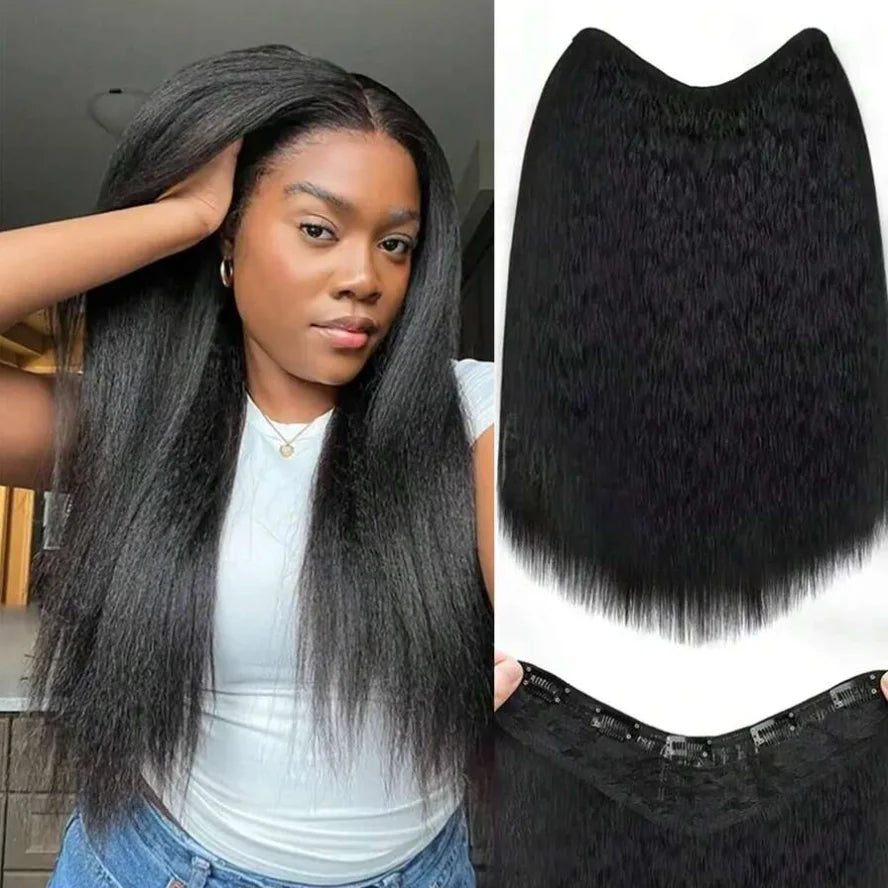 Kinky Straight V Part Wigs Human Hair Brazilian Hair Wigs for Black Women Cosplay Halloween 220% Density Kinky Straight V Part Wig Full Machine Made Wig