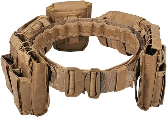 Tactical Battle Belts for Men- Quick Release Trigger Airsoft Belt Heavy Duty Belts with Pouches 7 PCS