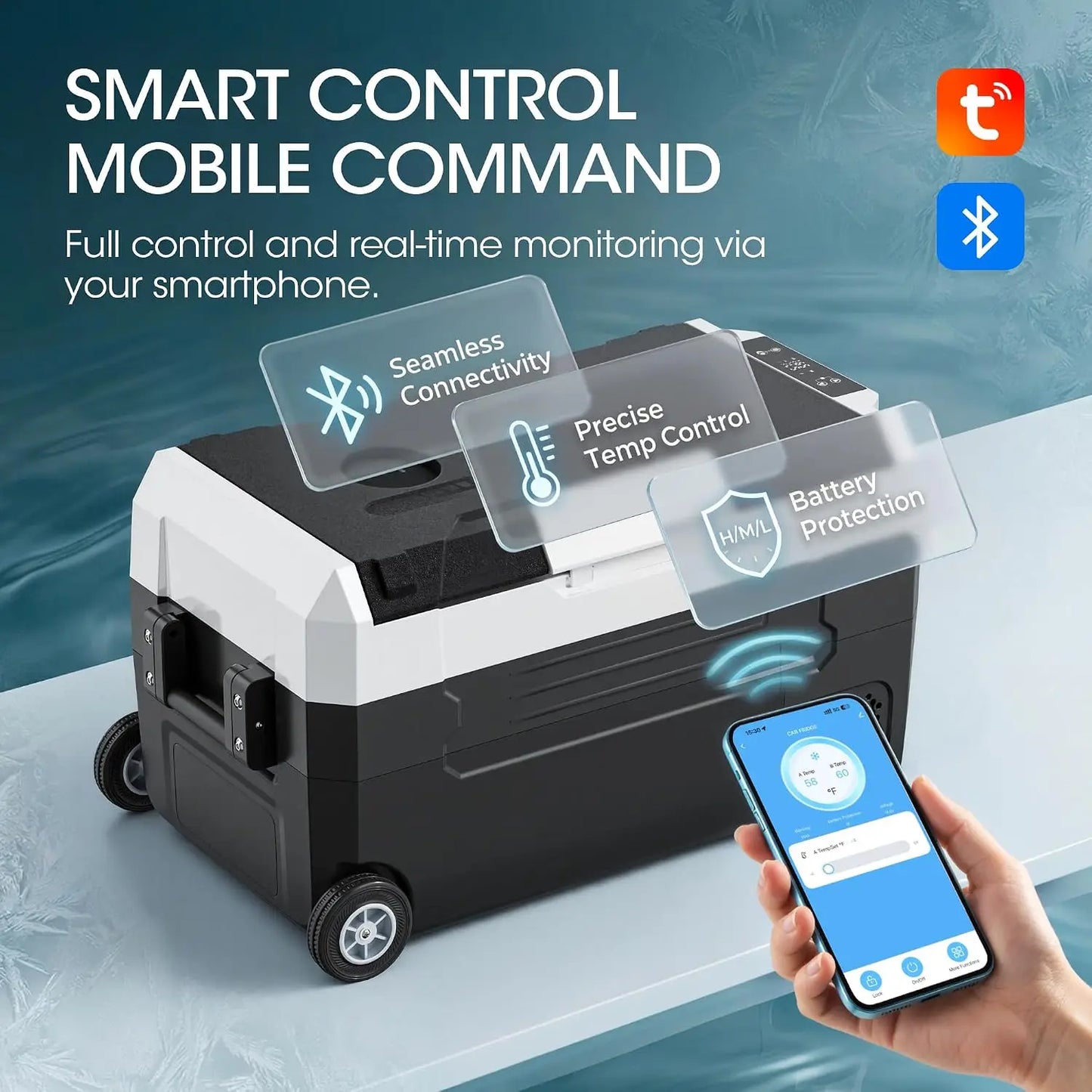 12 Volt Refrigerator, 37QT Electric Cooler, Electric Cooler APP Control, Portable Freezer 12V/24V DC 100-240V AC,,