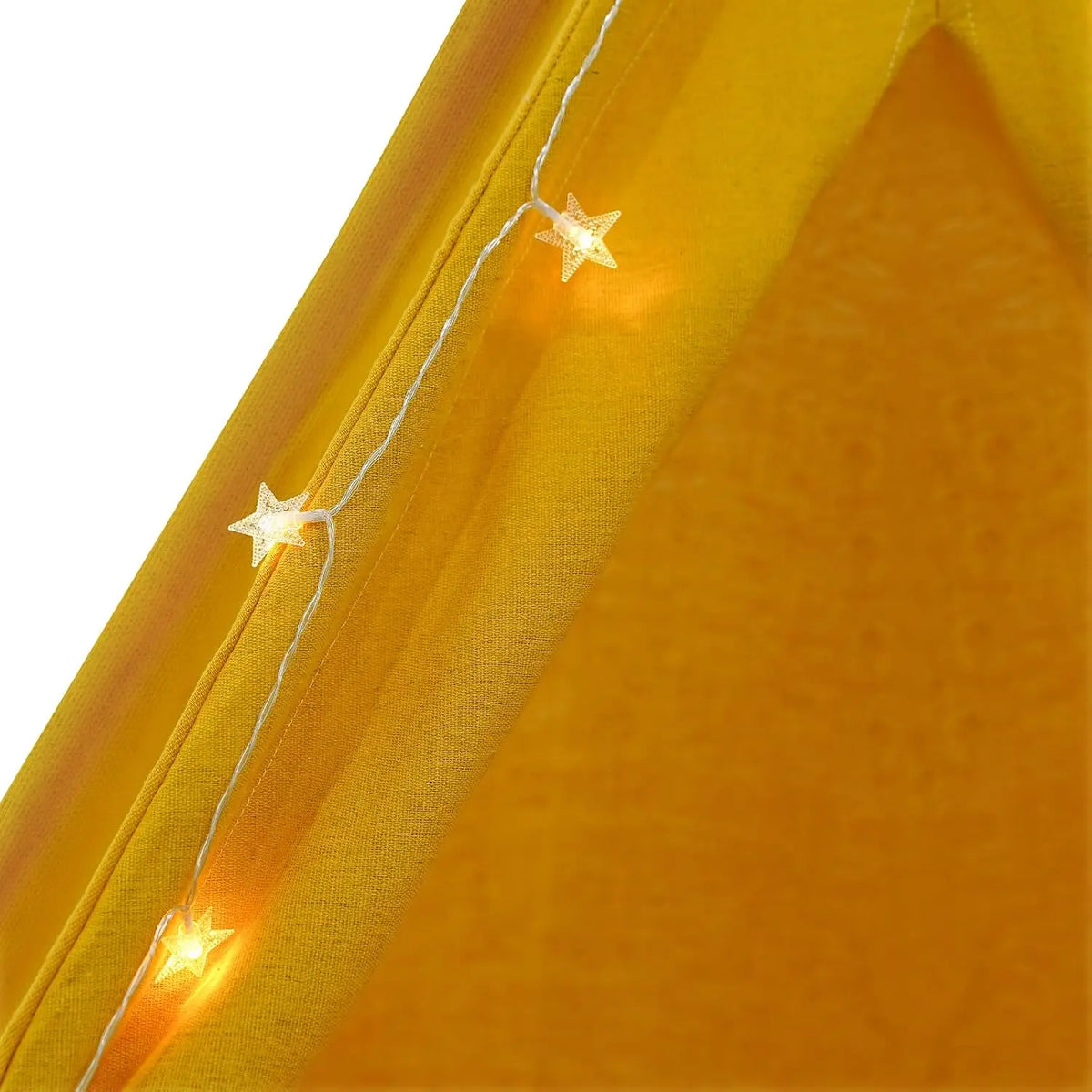 NEW Teepee Tent for Children, Children's Tent with Floor Mat and Fairy Lights, Foldable Cotton Play Tent, Playhouse for Indoor and Outdoor Use, 120 x 120 x 140 cm (Yellow)