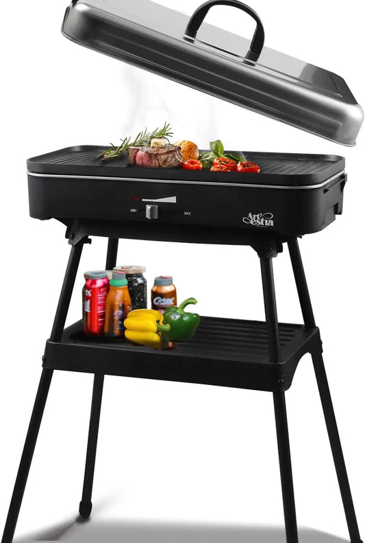 1800W Electric Smokeless Grill with Temperature Control, Portable for Indoor/Outdoor Cooking, BBQ Party & Family Use