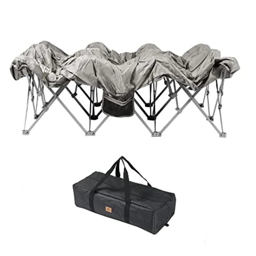 CosyWild 2 Person Camping Cot Frame Only Air Mattress Not Included Folding Full Size Camping Bed Frame with Side Pocket and Car